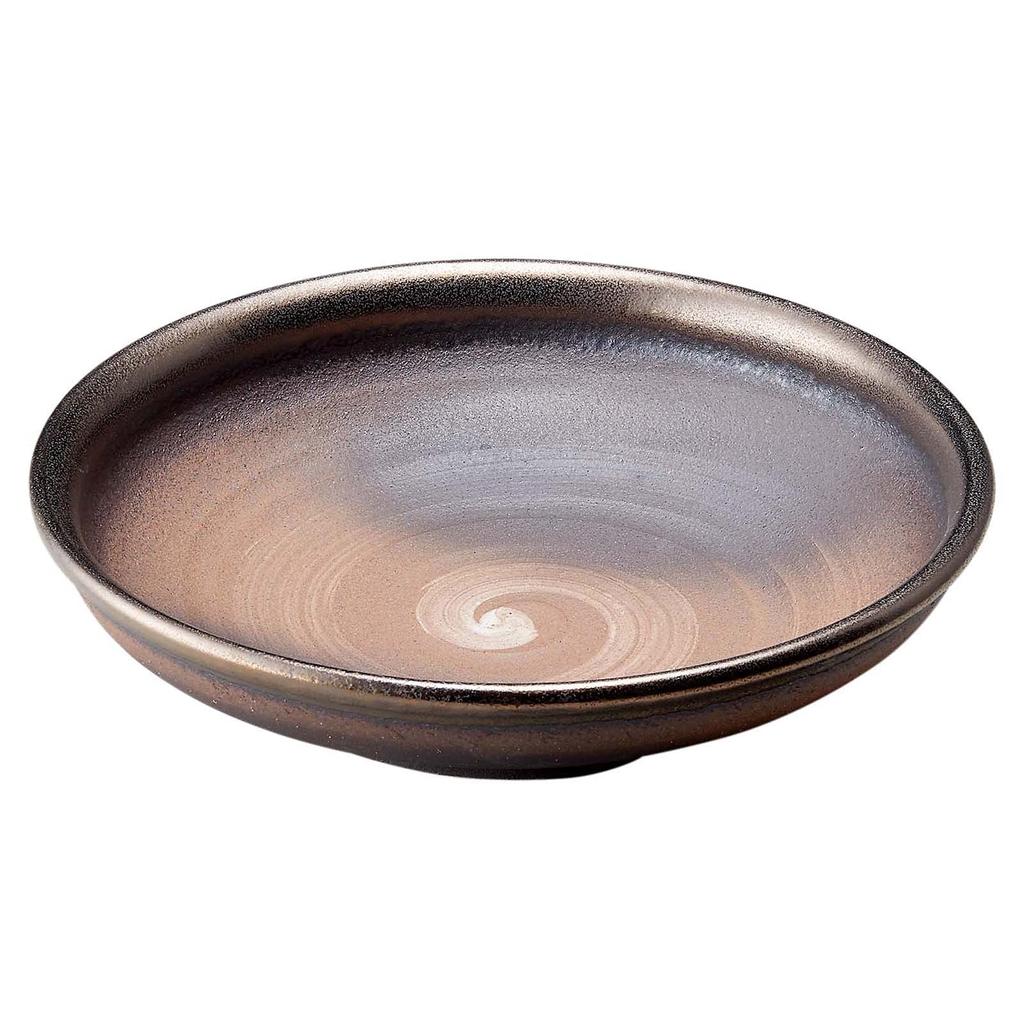 Banko-Ware Nudelschale, ca. 30 cm, Bizen Blattgold-Finish, Hergestellt in Japan, 17579