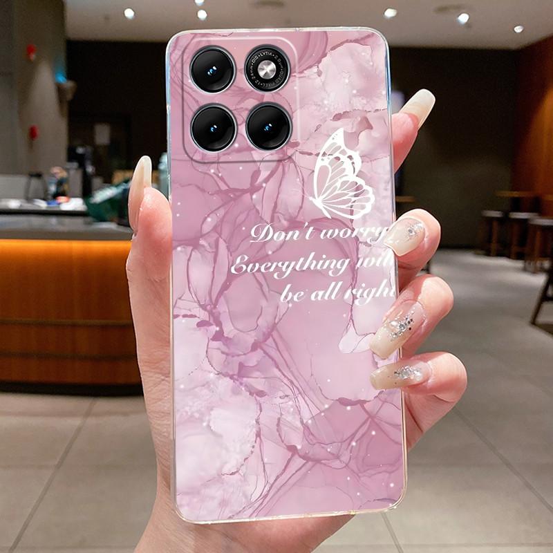 Etui Na Motorola Edge 70 Fusion Przezroczyste Luksusowe Modne Motyl Kwiaty Miękki TPU Silikonowy Pokrowiec Na Telefon dla Edge70 Fusion Zderzak