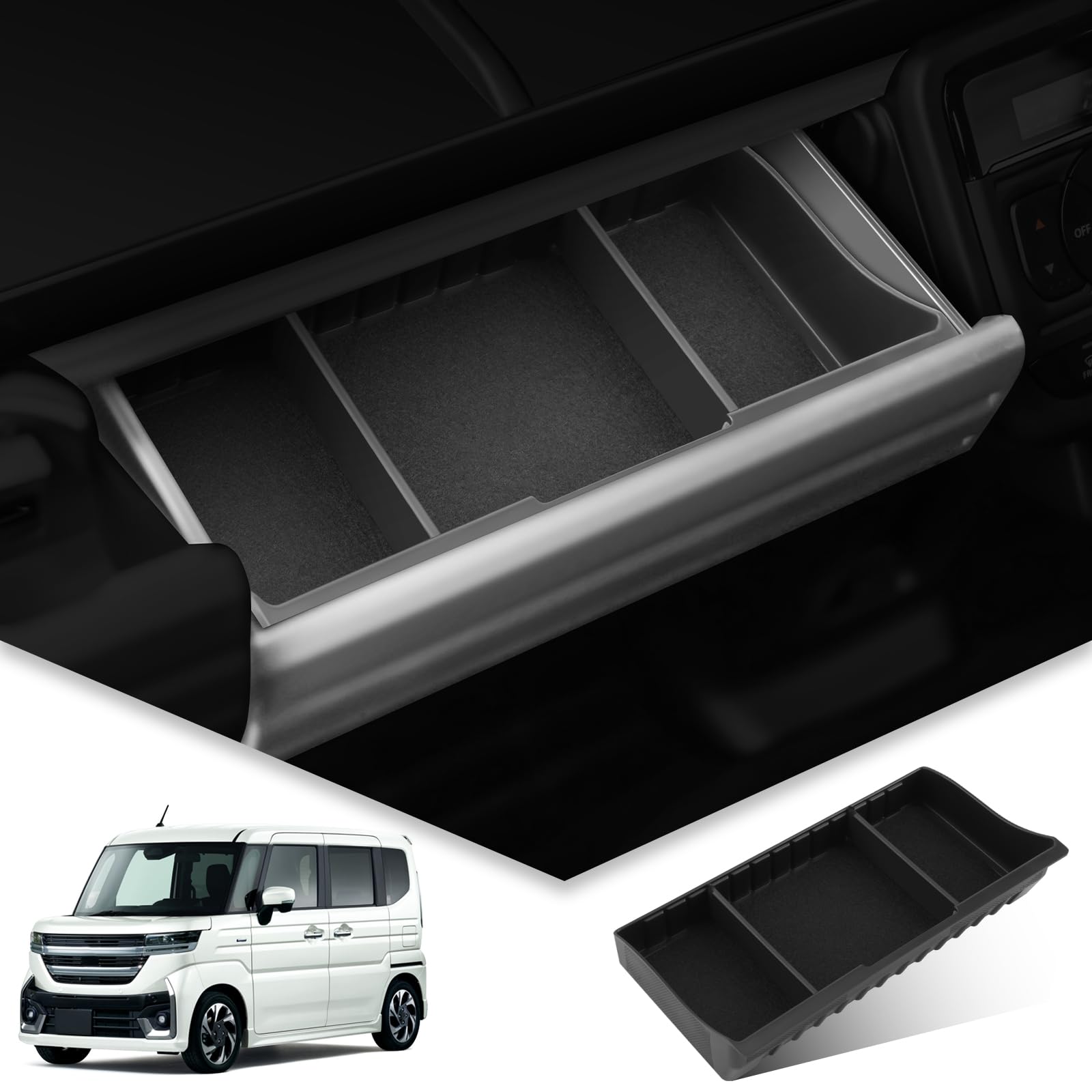 

BIBIBO Suzuki Spacia Custom Passenger Side Instrument Panel Storage Box with Adjustable Console Small Item New Spacia Custom Partition MK54S/MK94S