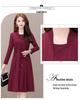 Spring & Autumn Long-Sleeve Two-Piece Dress for Middle-Aged Women - Slim Fit, Medium Length