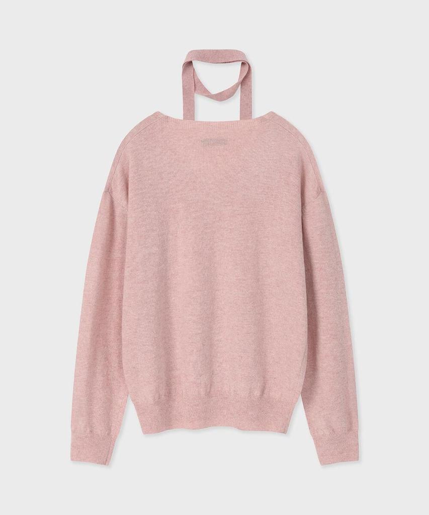 FALLETT Small Story Logo V-Neck Knit Pink