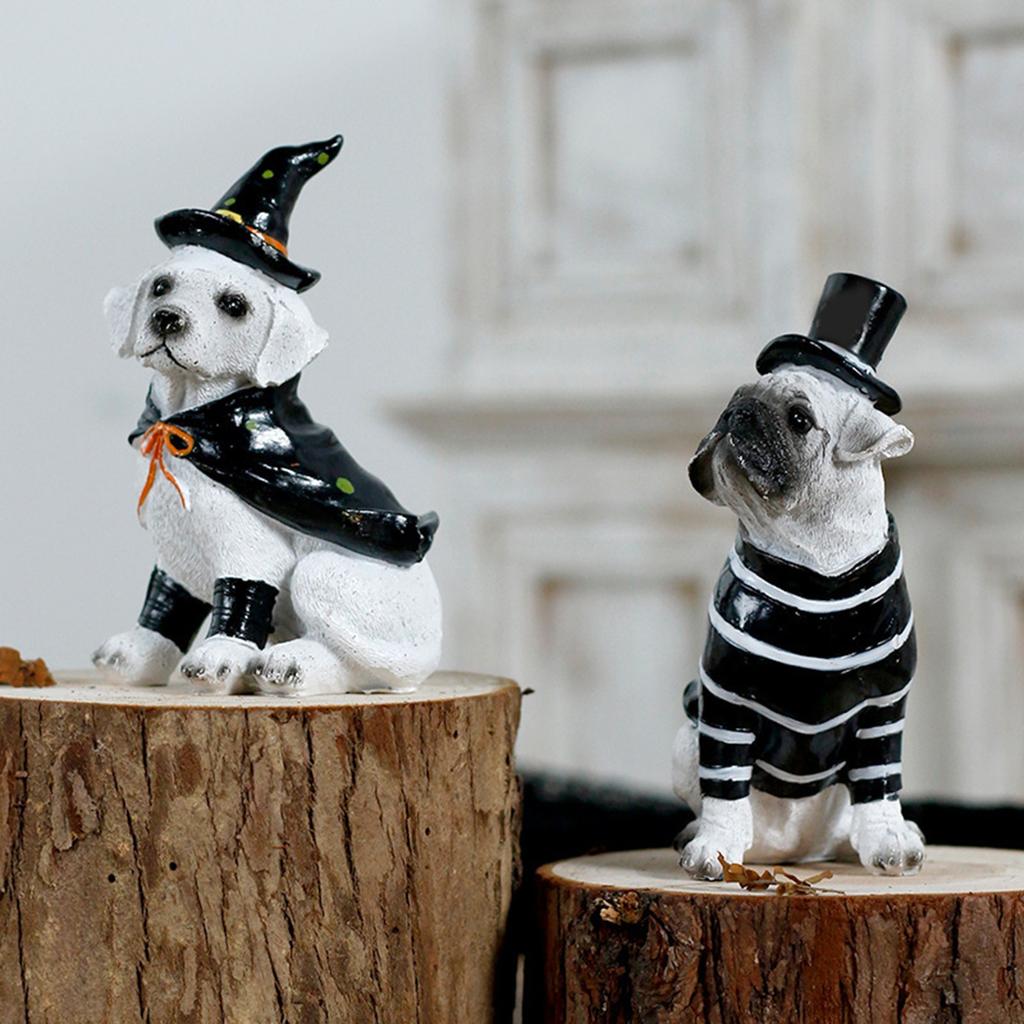 Cute Witch Pirate Pet Dog Resin Ornaments Home Holiday Gifts