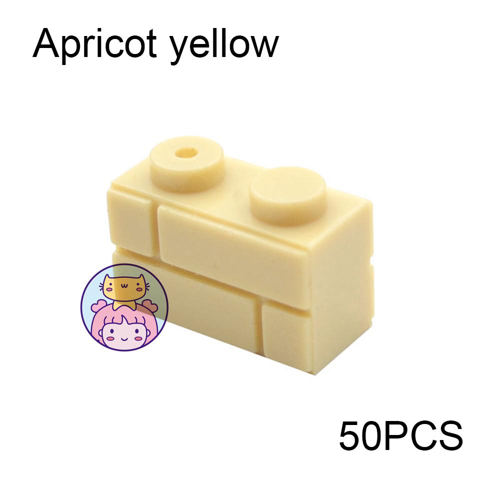 50pcs Wall Striped Bricks MOC 1x2 Building Blocks Toys Palace Castle Creative Figures Military House Wall Transparency Parts