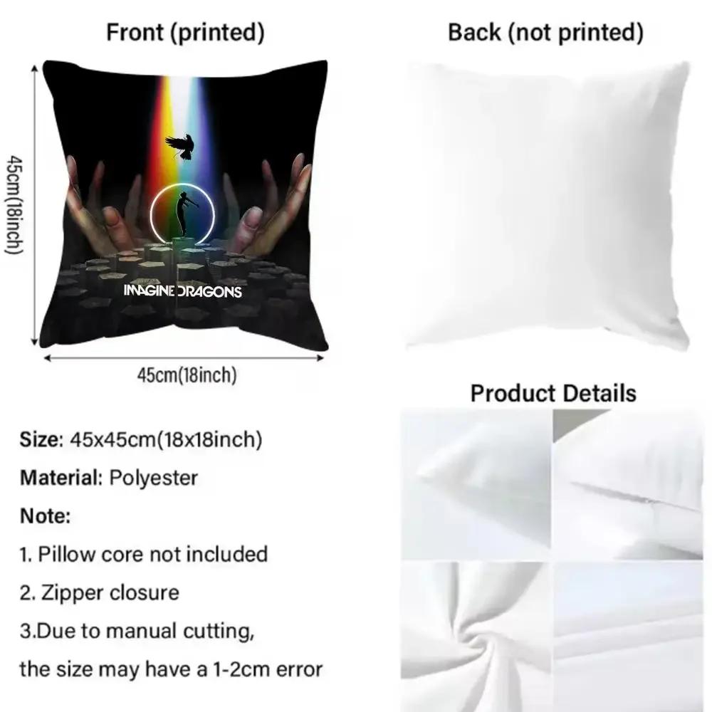 I-Imagine D-Dragons Band Cushion Cover Pattern Printed Pillowcase for Living Room Sofa Cushion Cover & Bedroom Decor