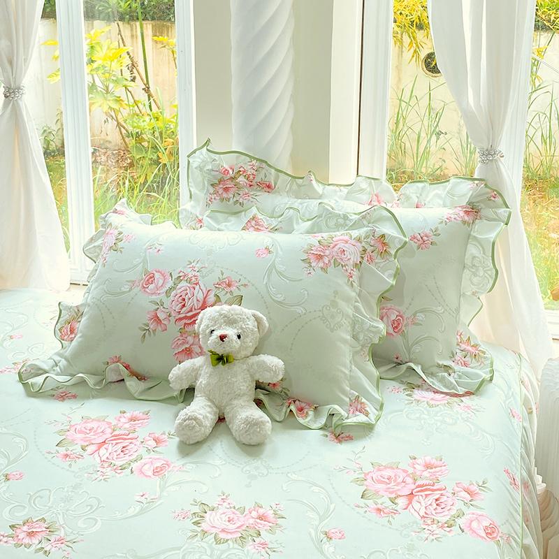 

Хлопок 2 шт. Наволочки Домашнее постельное белье Декоративная наволочка Цветочный принт Свадьба Супермягкая наволочка 48x74cm 2pcs