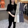 European Station Pentagram Hot Diamond Cotton Short Sleeve T-Shirt Women's Summer 2025 New Loose Medium and Long Top