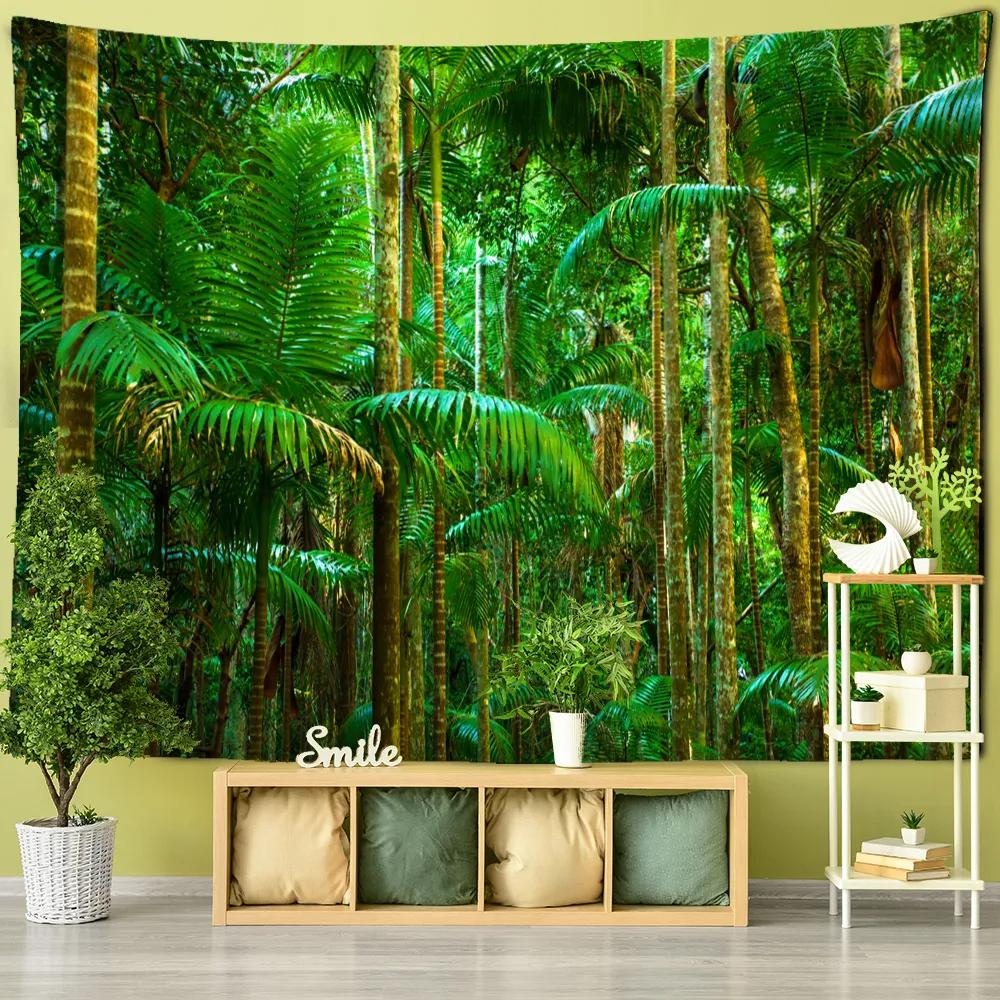 Towering Tree Forest Tapestry Wall Hanging Natural Scenery Psychedelic Witchcraft Bohemian Style Background Cloth Home Decor