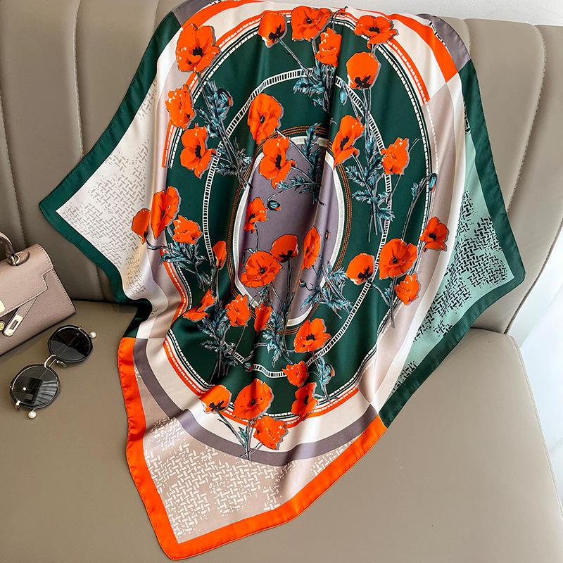 Spring and Autumn Fashion Temperament Small Square Scarf Women's Silk Scarf Decorative Scarf Professional Scarf Dual-purpose Shawl Gauze Small Scarf