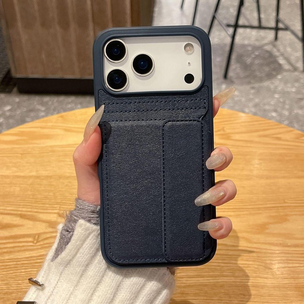 Anti-Drop Leather Card Holder Stand, 2-in-1 Lightweight Case for iPhone 17 Pro Max