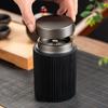 Black Ceramic Storage Jar Vertical Pattern Tea Can Alloy Double Lid Candy Box Kitchen Food Storage Container Home Decoration New