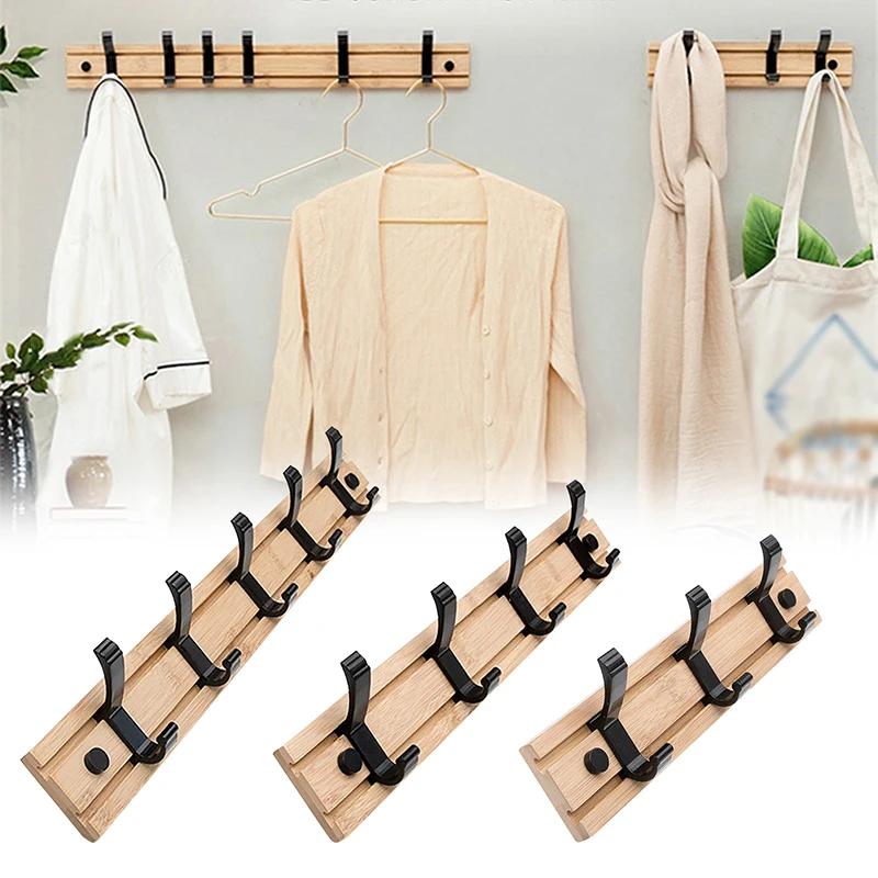 Wooden Coat Rack Hook Wall Mounted Hat Clothes Hanger Rack Rail Organizer for Entryway Bathroom Bedroom Kitchen Decor
