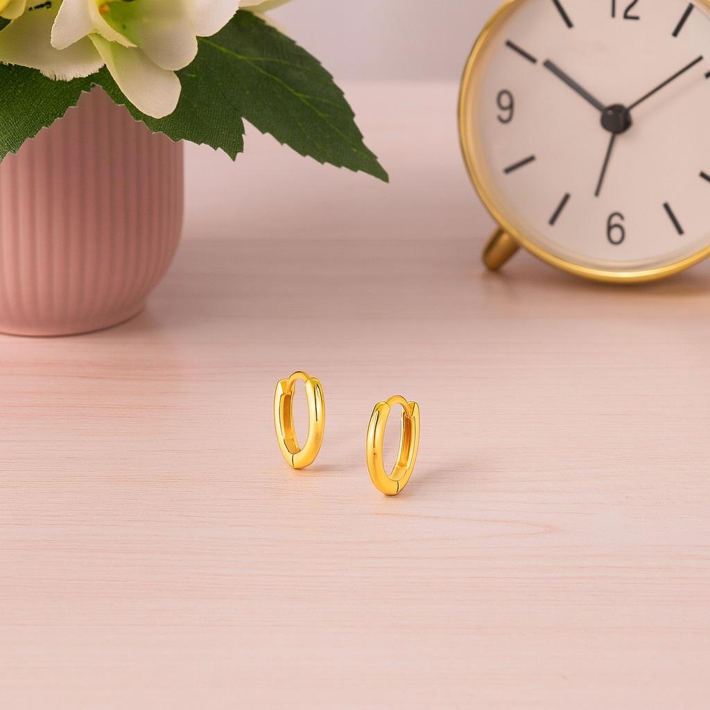 Minimalist Classic Hoop Earrings - 925 Sterling Silver Gold Plated