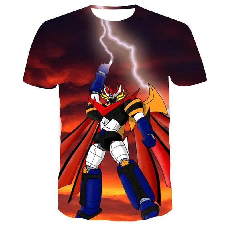Mazinger Z 3D-Druck T-Shirts Anime Roboter Streetwear Herren Damen Mode Übergroßes Kurzarm-T-Shirt Kinder-T-Shirts Oberteile Mann Kleidung