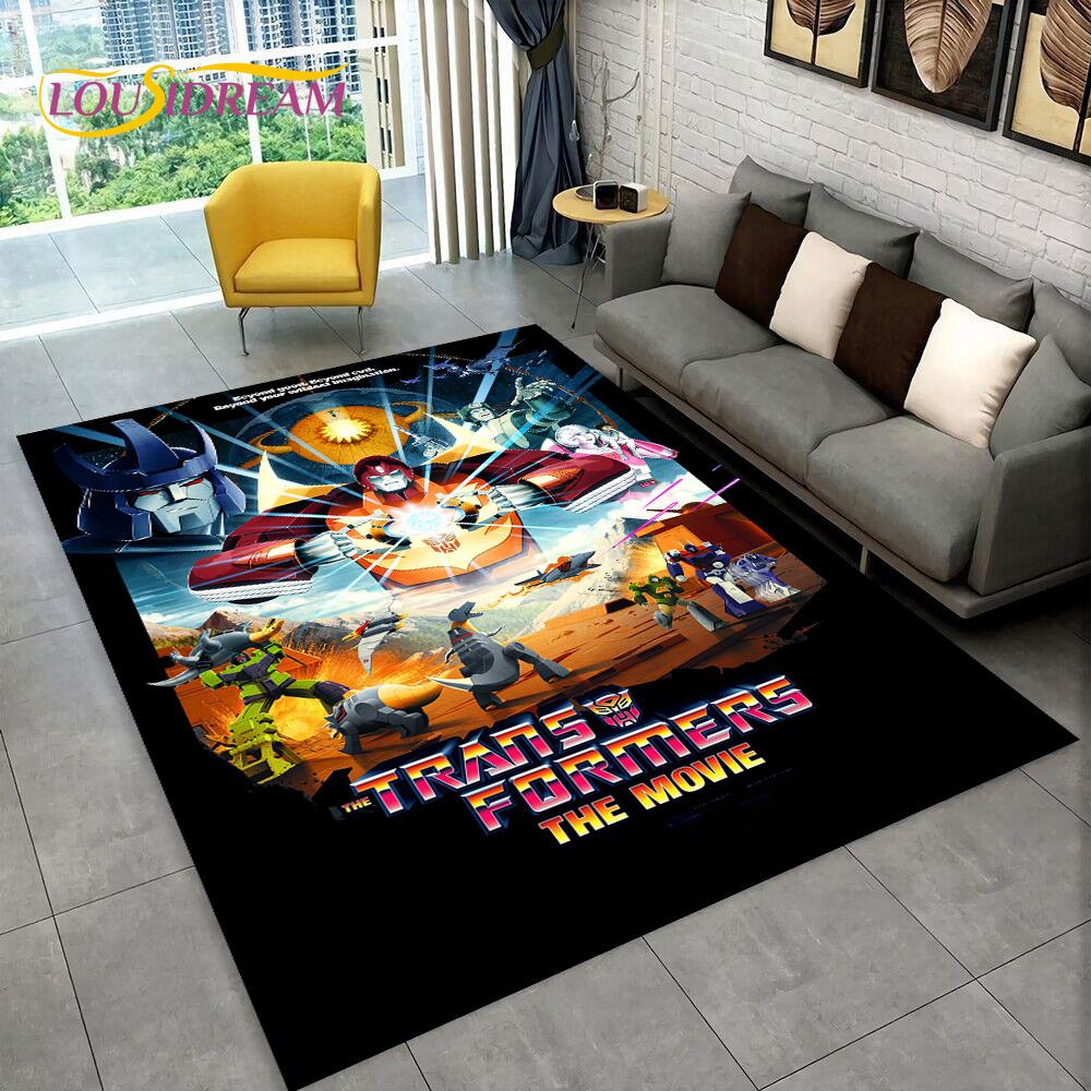 Cartoon T-Transformers Autobots 3D Rug Carpet for Living Room Bedroom Home Decor,Floor Mat Non-slip for Sofa Doormat Gift Kids