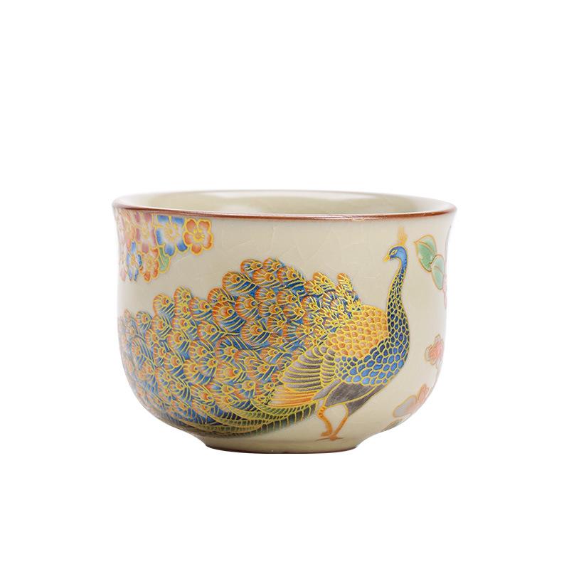 Chinese Retro Ru Kiln Tea Cup Ceramic Tea Cup Household Water Open Piece Can Raise Cup Kung Fu Tea Set
