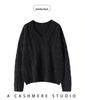 Women's V-Neck Loose Cable Knit Wool Sweater - Winter 2024 Casual Pullover Knitwear