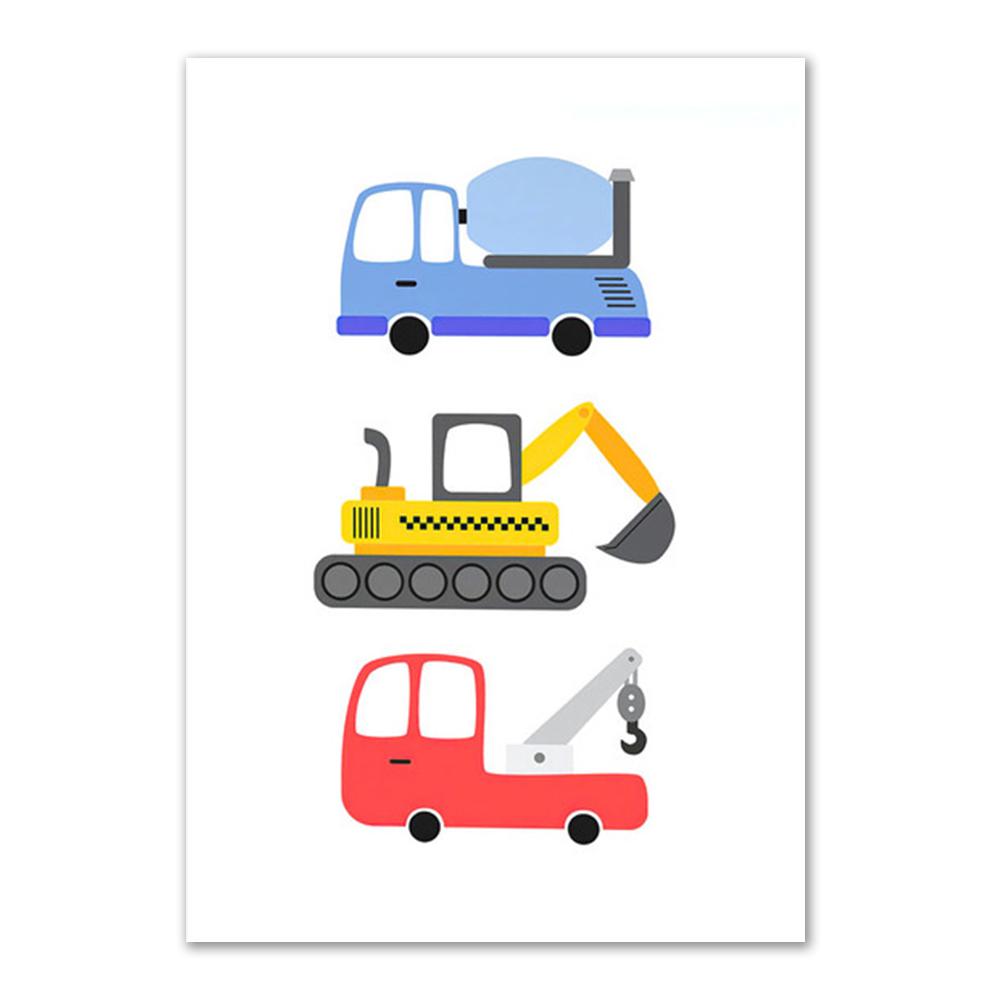 Customized Name Nursery Wall Art Personalized Wall Poster Print Traffic Car Letter Canvas Painting Pictures Kids Baby Room Decor