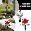 Metall-Gartenstecker Kreuz mit Herzdesign und Vogeldekoration Außenbereich Hof Gedenkstein Stahl Bodenstecker