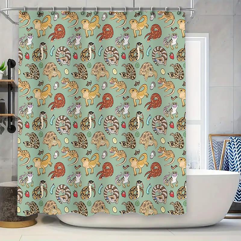 

Bathroom Curtain Nature Animals Frog Forest Shower Curtain Waterproof Home Decor Vintage Greenery Tropical Wildlife Wall Art 90x180cm