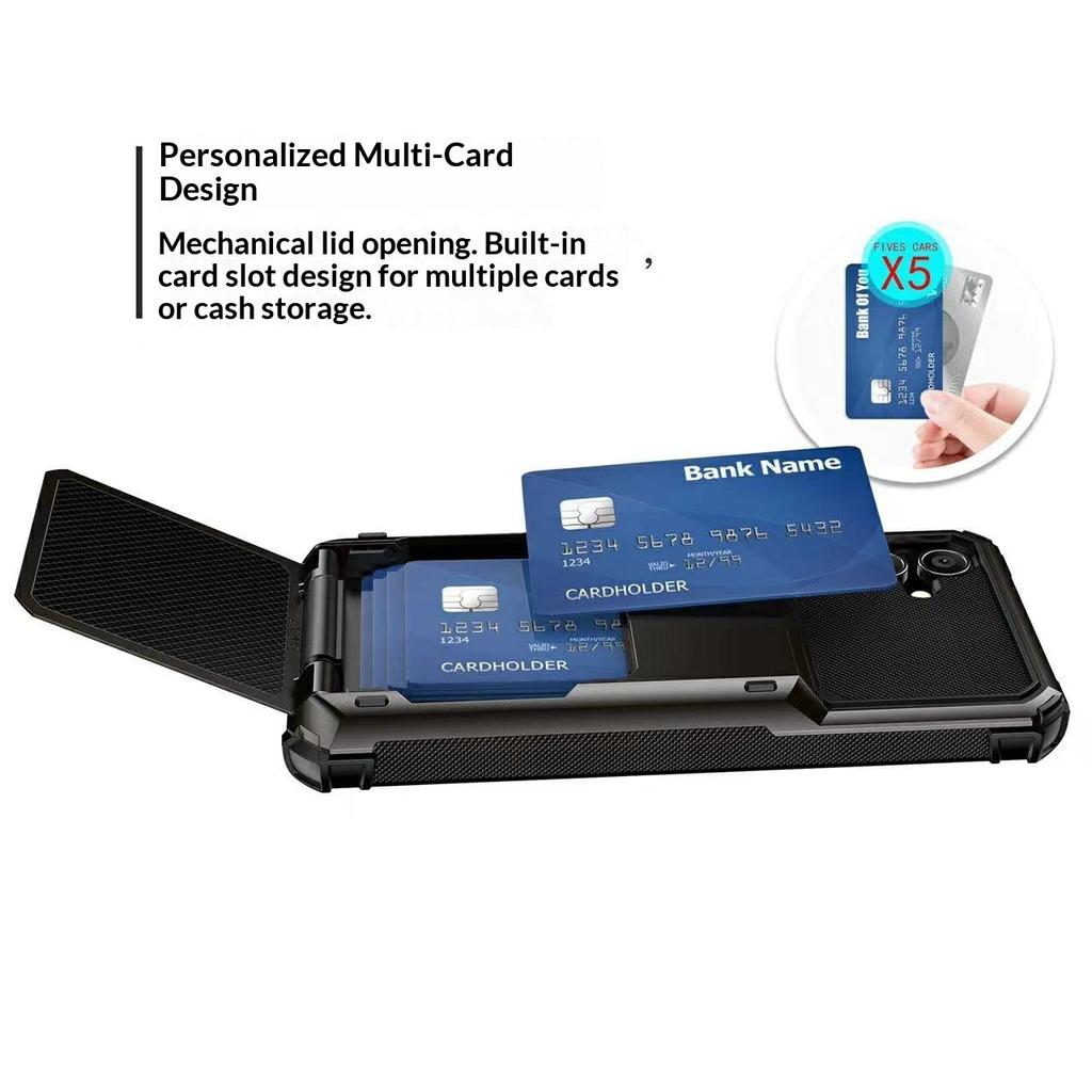 For Samsung Galaxy S26+ Case PC + TPU Dual Layer Back Phone Cover with Card Holder