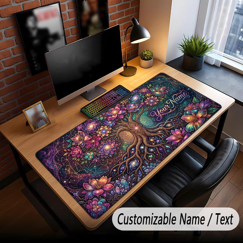 Tree of Life Theme Custom Mouse Pad Personalized With Name Text Customized Desk Mat For Office Home Decor