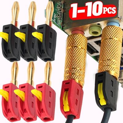 1/10Pcs Solder Free Banana Plug Quick Wire Pin Connect Jack Audio Gold-plated Copper Speakers Amplifier Banana Connector Plugs