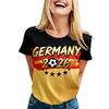 Damski Casualowy Sweter T-shirt Krótki Rękaw Okrągły Dekolt Nadruk z Literami Top do Kibicowania Piłce Nożnej Niemcy 2026 Ubrania dla Fanów