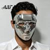 Comfortable Mirror Mosaic Mask Halloween Disco Ball Mask, Breathable Masquerade, Sparkling Gold Glitter Party Costume for Dance Performance,