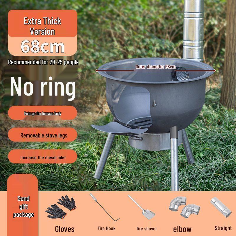Large Portable Energy-Saving Firewood Stove for Outdoor and Household Use