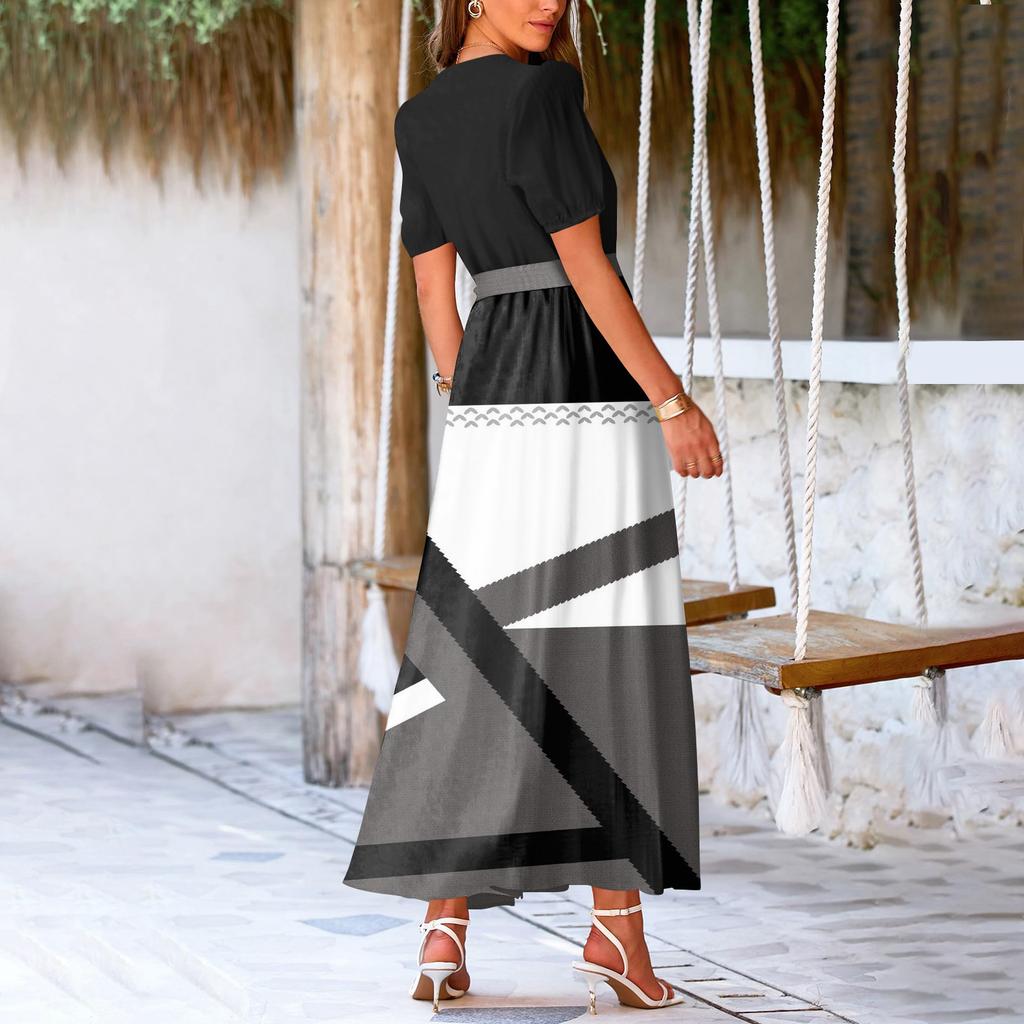 Vestido de verano para mujer, holgado, informal, con escote en V profundo, elegante, para vacaciones en la playa