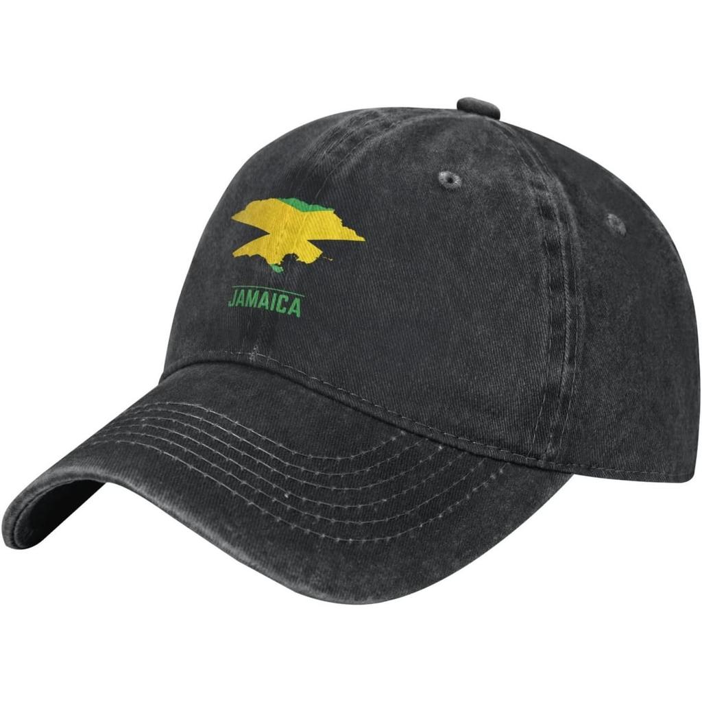 Jamaica Map Embroidered Washed Baseball Cap Cotton Adjustable Outdoor Golf Dad Hat for Unisex