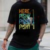 Here Fishy Graphic Motorcycle T-shirt Men Summer Cotton Casual Short Sleeved Tops Tee