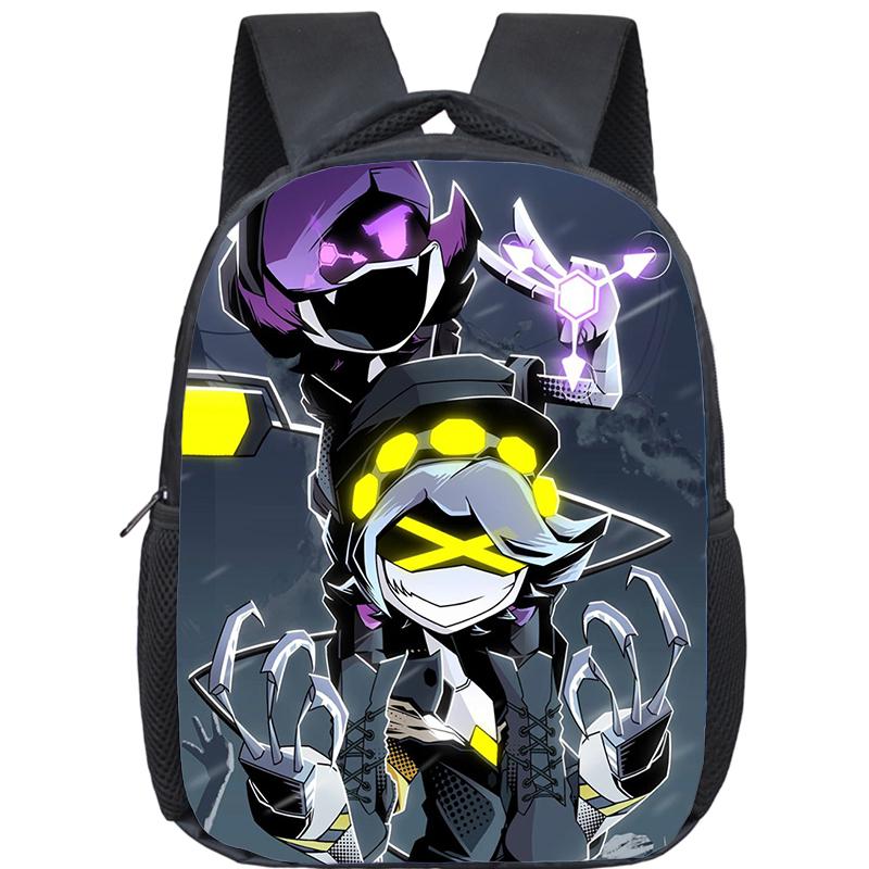 Cartoon Mord Drohnen Rucksack für Jungen Mädchen Uzi und N Aufdruck Schultasche 12 Zoll Kindergarten Kleinkind Schultaschen Kinderrucksack