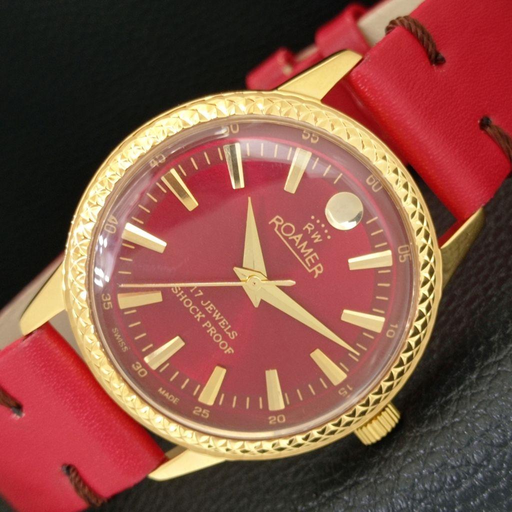 

VINTAGE HAND-WINDING SWISS MENS REFURBISHED RED COLOR DIAL WATCH a707331-1