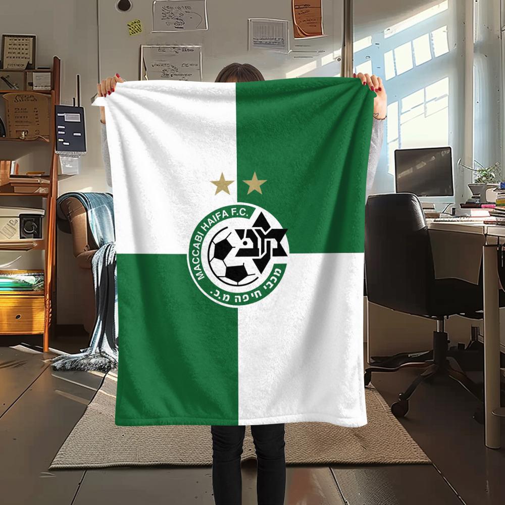 1Pc Maccabi-Haifa Print Flannel Blanket, High quality Comfortable for All Seasons, Home Decor, Warmth and Comfort, Perfect for Gifts