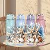 1PC Starfish Shell Ocean Beach Art 750ml Color Plastic Sports Water Bottle Leakproof Flip Straw Lid Suitable for Sports Office Home Use