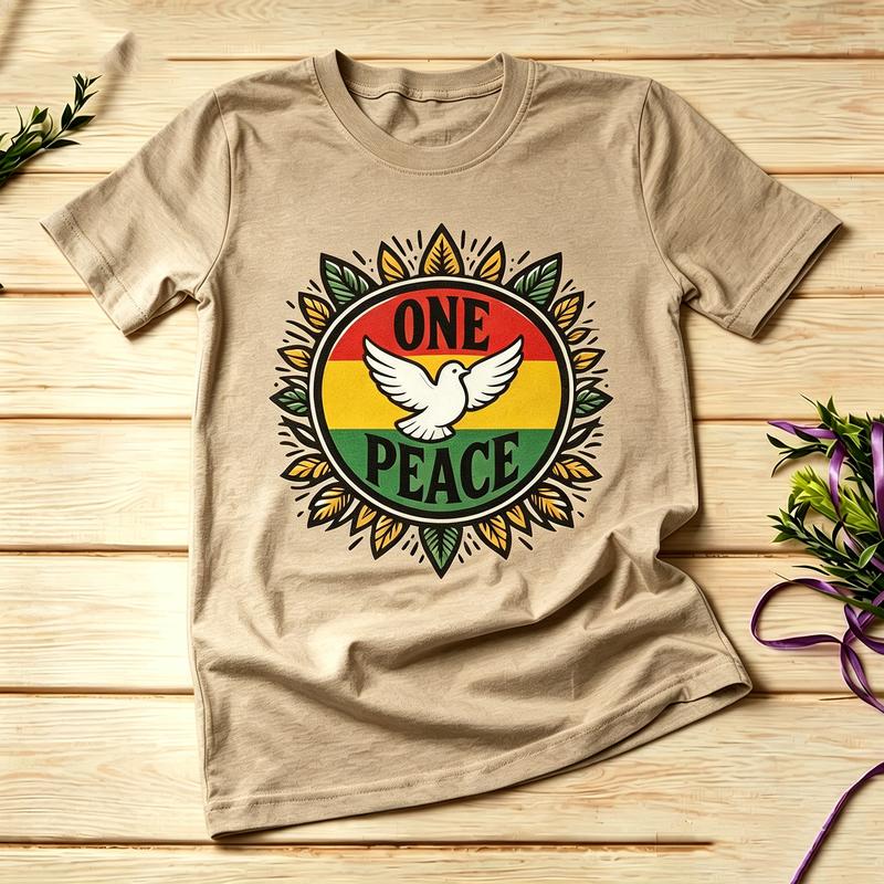 Reggae ONE PEACE Taube Grafik T-Shirt Unisex Unisex 100% Baumwolle Kurzarm Friedensliebhaber Lässig Streetwear Oberteil