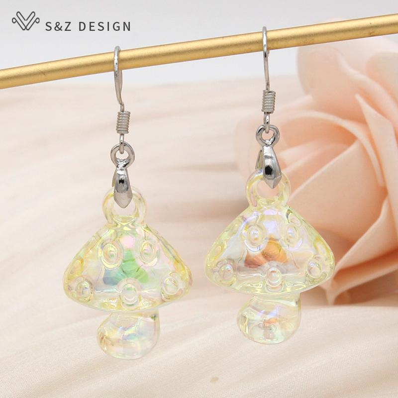 

Модні прозорі акрилові сережки-краплі з грибами для дівчаток, жінок, милі прикраси, милий подарунок, якісна сережка