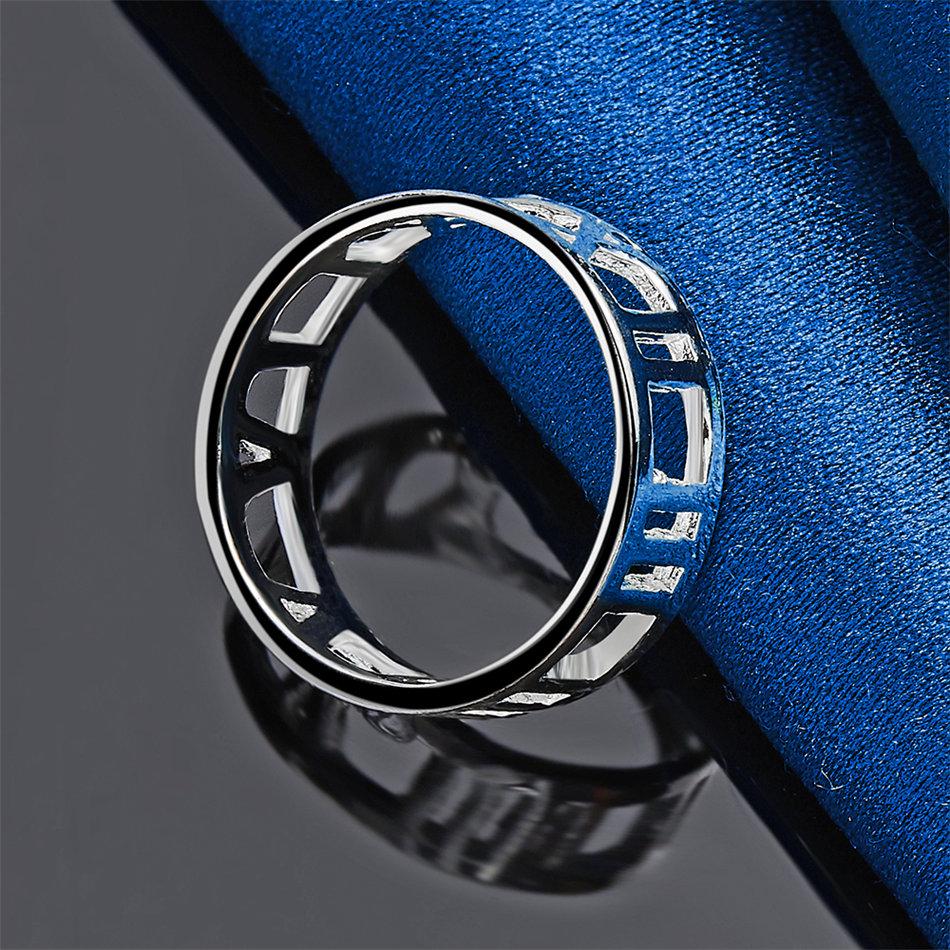 1 Piece of 925 Sterling Silver 5-10 Exquisite Letter Hollow Ring, Fashionable Women's Wedding Gift, Jewelry Accessories