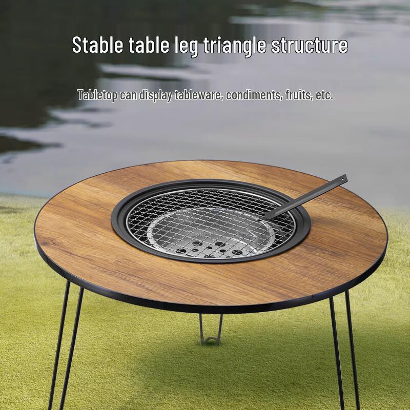 Folding Outdoor Tea & BBQ Table with Fire Pit