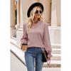 Autumn and Winter Women's Blouse Solid Color Knitted Jacquard Long-sleeved T-shirt Twist V-neck Tops
