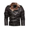 Vestes en simili cuir pour hommes veste bombardier à glissière doublée en polaire Moto Biker manteau court PU Moto Racer élégant automne hiver vêtements d'extérieur