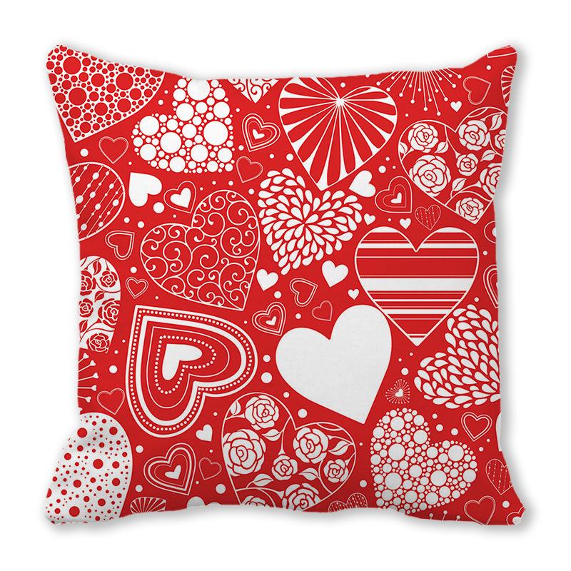 Red Heart Valentine's Day Digital printing short plush pillow covers decorative for car sofa office cushion cover home goods