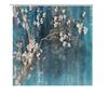 Vintage Blue Bath Curtain with Flowers Print for Modern Bathroom Decor Polyester Shower Curtains Set In Various Sizes