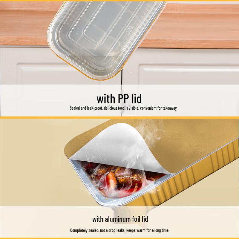 WS Goldene Aluminiumfolie Quadratische Mitnahmebehälter