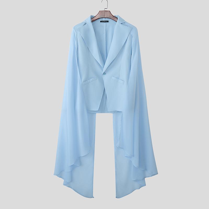 

INCERUN Oversized Men Lapel Long Sleeve One Button Shawl Thin Blazer Casual Coats