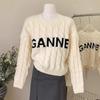 Korean Style Cable Knit Letter Pullover: Age-Reducing, Casual Loose, Soft Short Sweater for Spring/Autumn or Winter