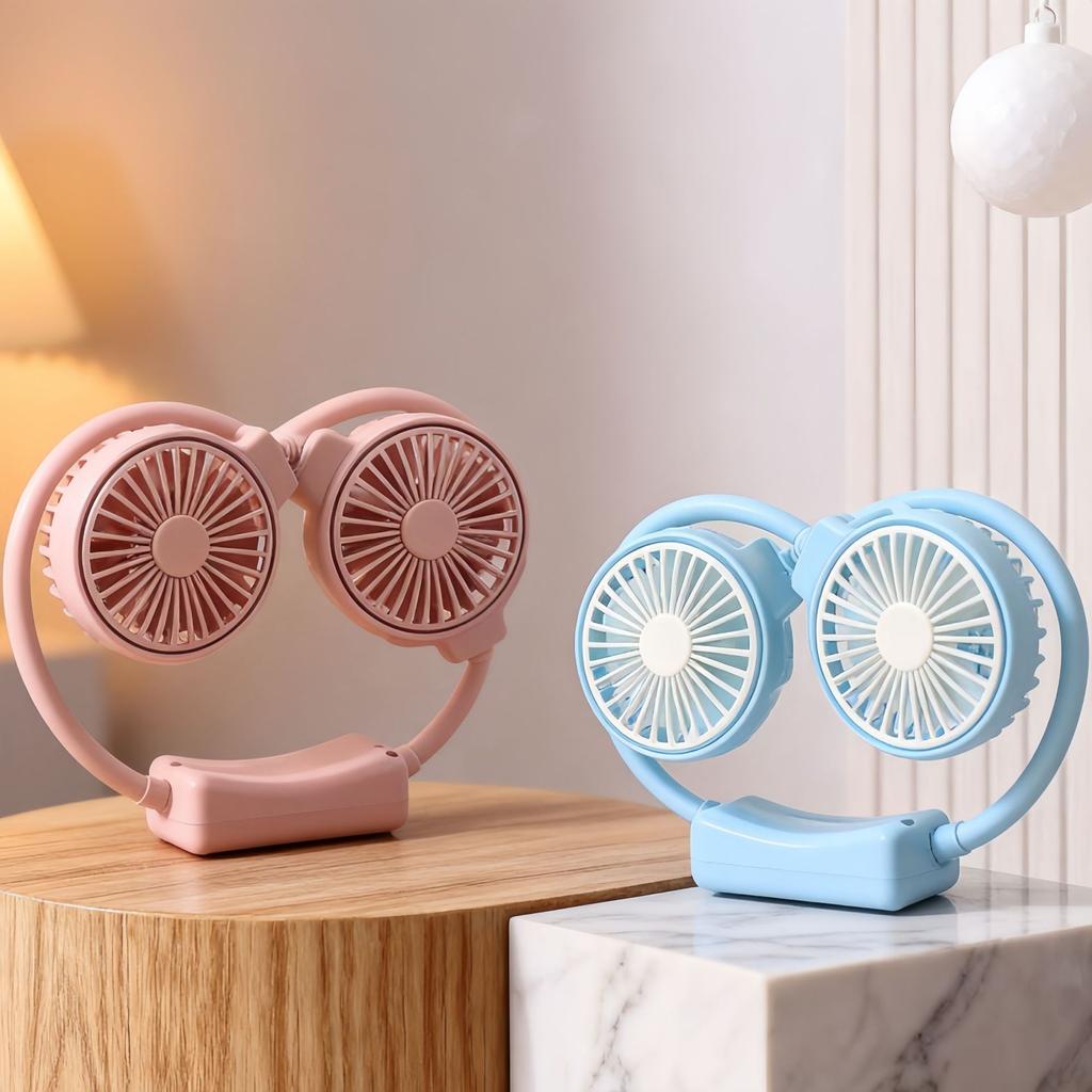 Outdoor Simple Neck-mounted Three-speed Adjustable Lazy Person's Small Fan, Children's Portable Folding Rechargeable Sports Cooling Fan