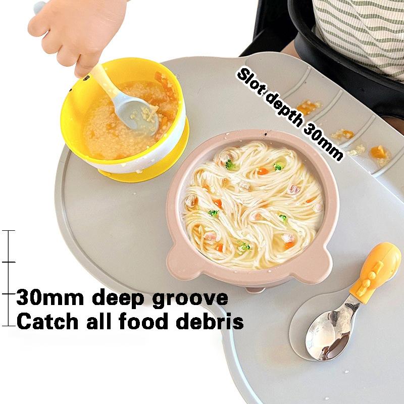 Non-Toxic Silicone One-Piece Placemat Cloudy With Pocket Baby Silicone Dinner Plate Suction Bowl Children'S Tableware