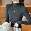 Lace splicing semi-turtleneck bottoming shirt women's autumn and winter threaded sweater lace knitted sweater inner top